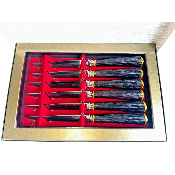 Regent Sheffield Stainless Steel Steak Forever Sharp Knives Faux Bone Boxed - Picture 4 of 16